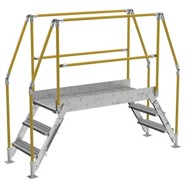 Vestil 3 Step Galvanized Steel Cross-Over Ladder 90.5"x72.15" 500lb Capacity COL-3-26-44-HDG - main